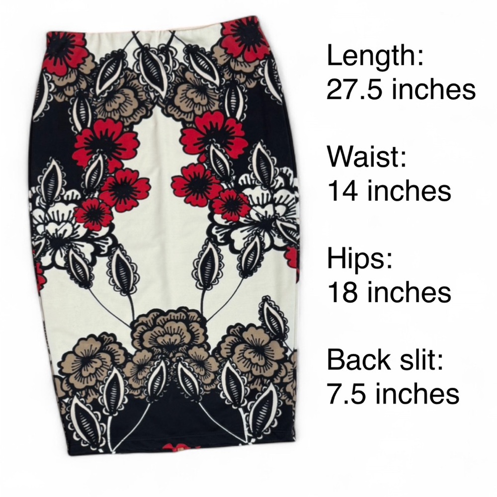 Bebe "Russian Doll" Floral Mirror Print Pencil Skirt - Picture 3 of 8
